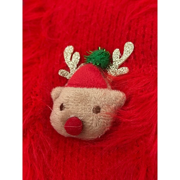 Red Christmas cardigan with stuffed accents sz Medium - Picture 11 of 11